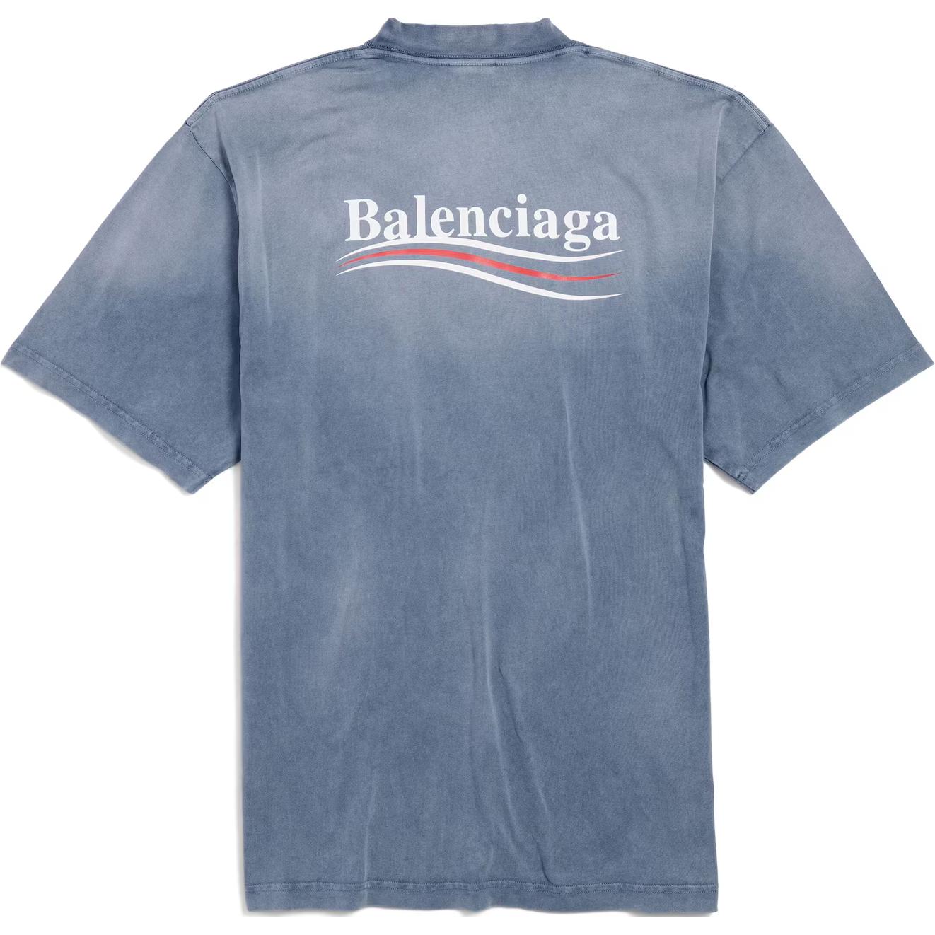 Lookbook バレンシアガ SS25 コーラロゴプリント クルーネック Tシャツ フェードブルー レギュラーフィット 764235TIV529798