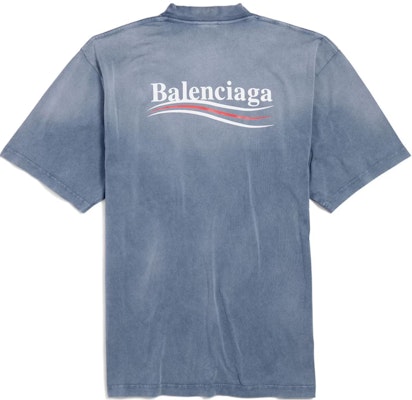 バレンシアガ SS25 コーラロゴプリント クルーネック Tシャツ フェードブルー レギュラーフィット 764235TIV529798 Lookbook バレンシアガ SS25 コーラロゴプリント クルーネック Tシャツ フェードブルー レギュラーフィット 764235TIV529798