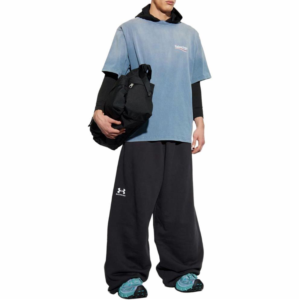 Shop バレンシアガ SS25 コーラロゴプリント クルーネック Tシャツ フェードブルー レギュラーフィット 764235TIV529798