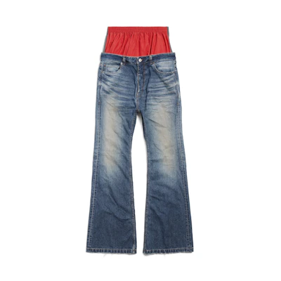 Balenciaga SS25 Layered Colorblock Loose Fit Jeans Blue Regular Fit. 814224TRW623020