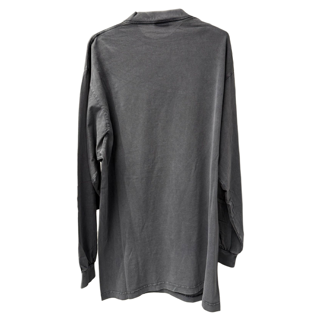 Lookbook Balenciaga SS25 Letter Print Crewneck Long Sleeve Loose Fit T-Shirt Grey Mens. 819022TRVQ71048