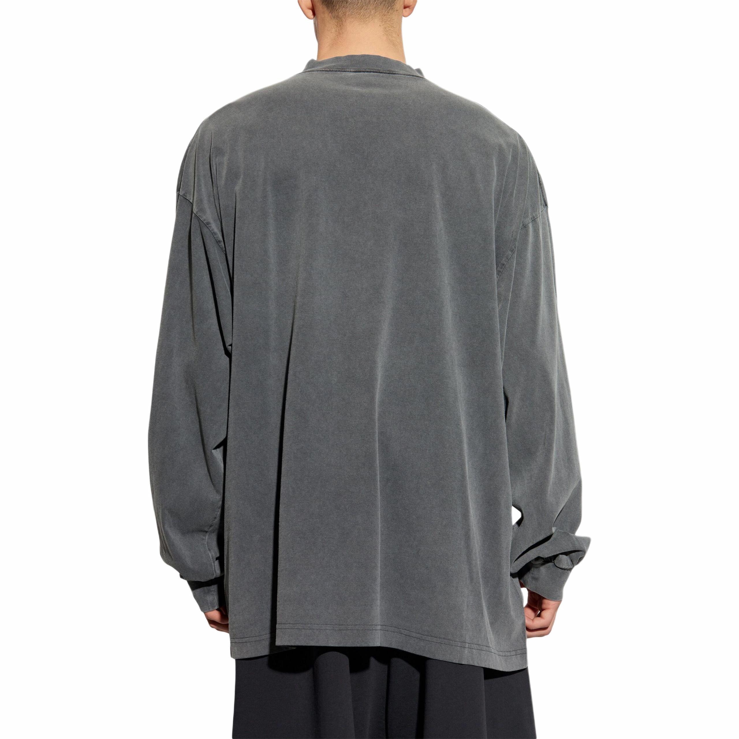 Purchase Balenciaga SS25 Letter Print Crewneck Long Sleeve Loose Fit T-Shirt Grey Mens. 819022TRVQ71048