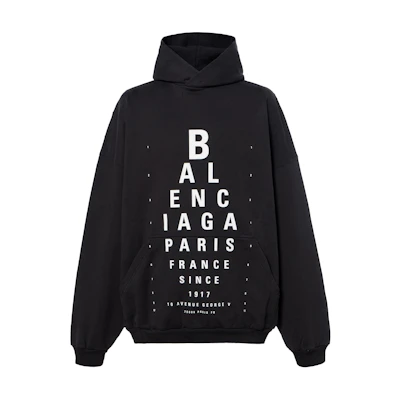 Balenciaga SS25 Logo Print Hoodie Black Loose Fit Long Sleeve Pullover 803265TRVU79034