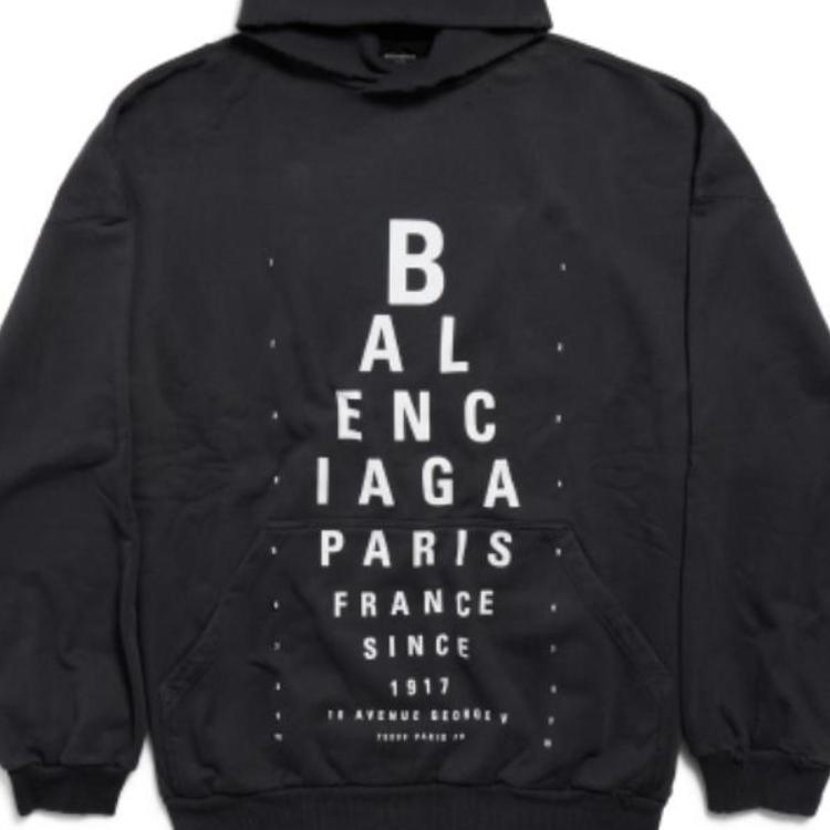 Shop Balenciaga SS25 黑色標誌印花寬鬆連帽長袖上衣 803265TRVU79034