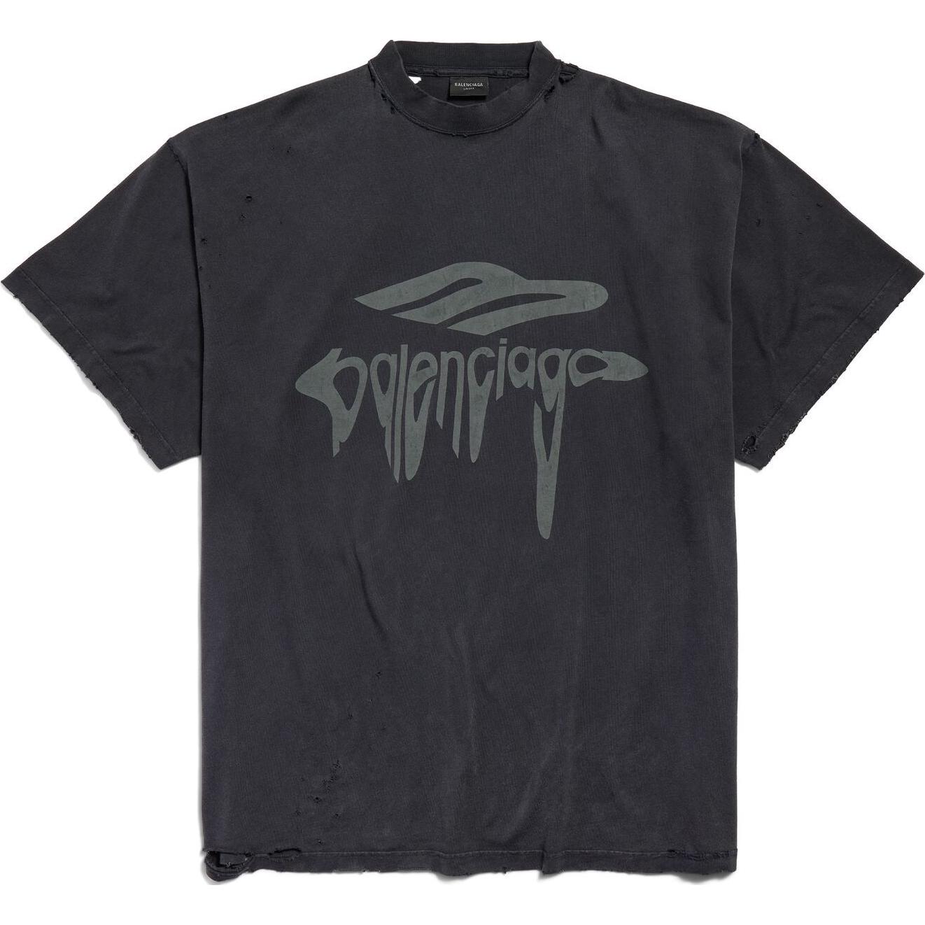 Balenciaga SS25 Oversized Crewneck T-Shirt Regular Fit  Coal Gray. 787349TRVS81013
