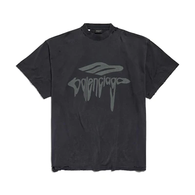 Balenciaga SS25 Oversized Crewneck T-Shirt Regular Fit Coal Gray. 787349TRVS81013