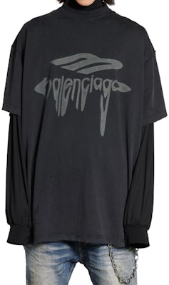 Balenciaga SS25 Oversized Crewneck T-Shirt Regular Fit Coal Gray. 787349TRVS81013 Sizing Balenciaga SS25 Oversized Crewneck T-Shirt Regular Fit Coal Gray. 787349TRVS81013