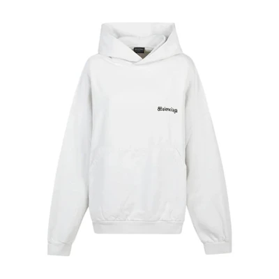 Balenciaga SS3 Letter Print White Hoodie Long Sleeve Sweatshirt 713677TOVP19081