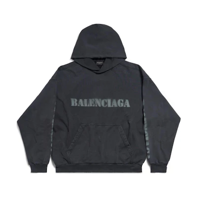 Balenciaga Stencil Type Hoodie Medium Fit Black Pullover Hoodie 767877TQVA41750