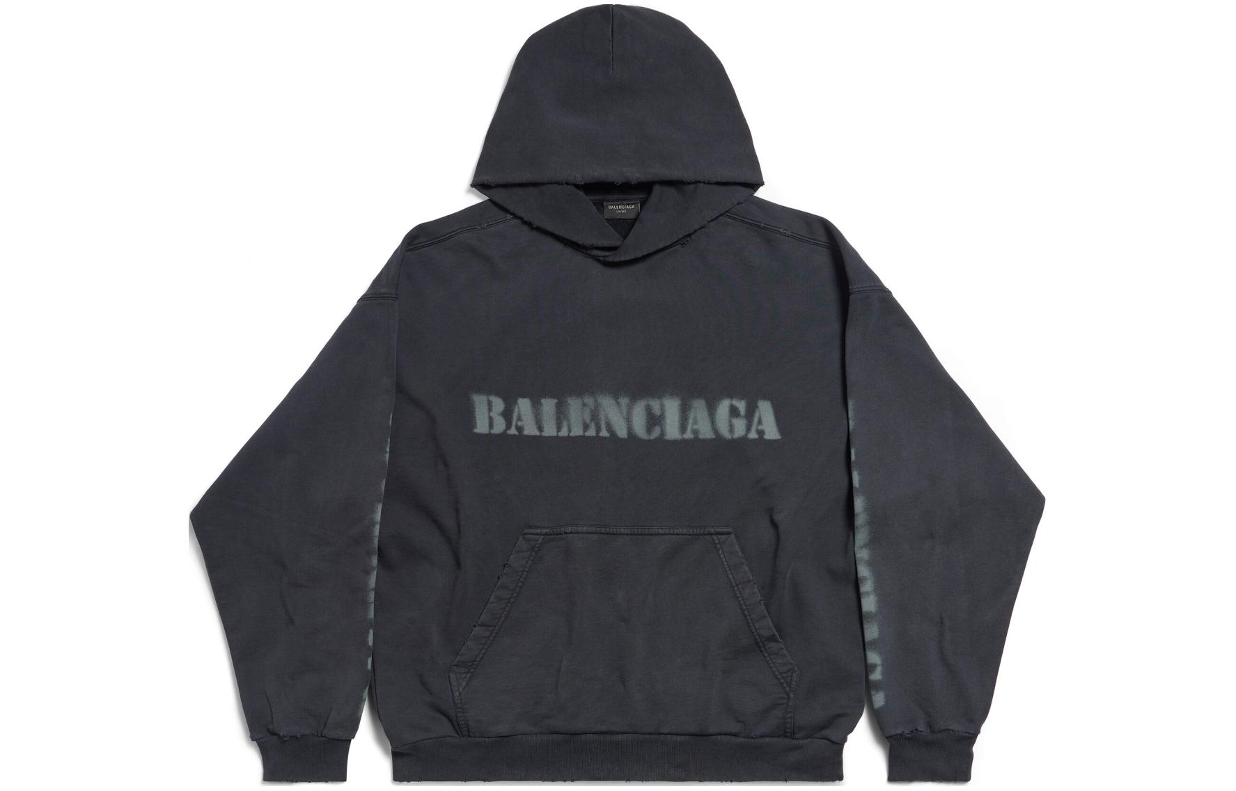 Balenciaga Stencil Type Hoodie Medium Fit Black Pullover Hoodie 767877TQVA41750 圖 2