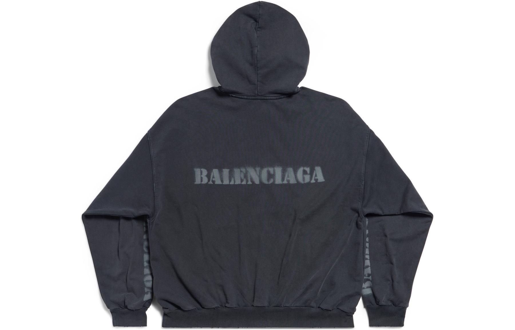 Balenciaga Stencil Type Hoodie Medium Fit Black Pullover Hoodie 767877TQVA41750 圖 3