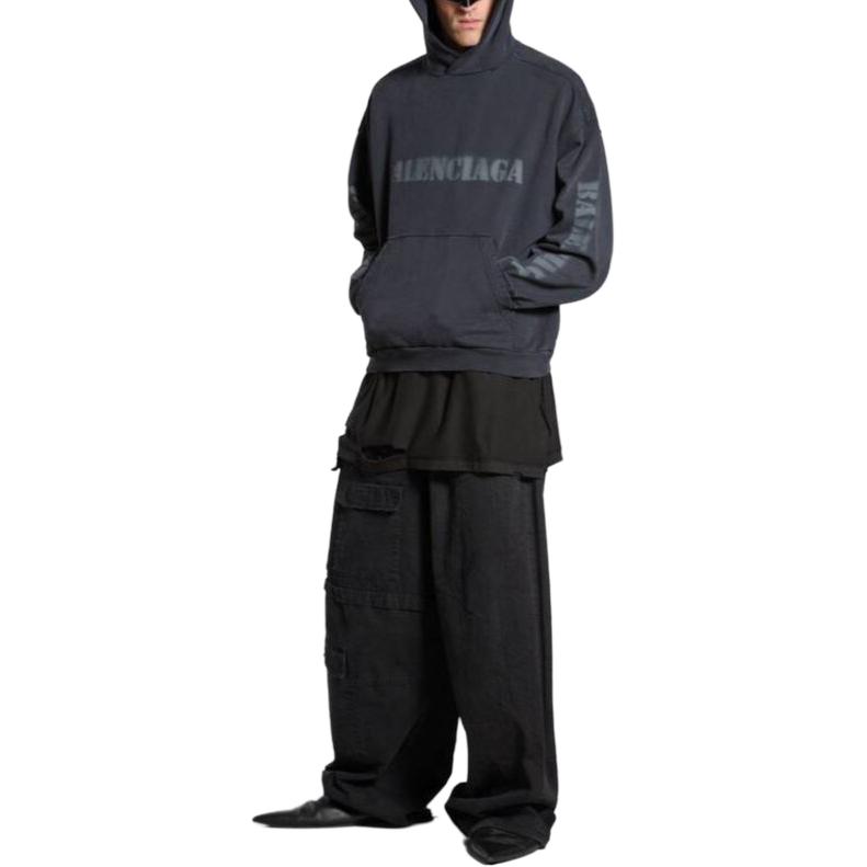 Balenciaga Stencil Type Hoodie Medium Fit Black Pullover Hoodie 767877TQVA41750 圖 4