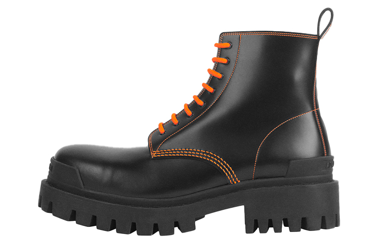 Balenciaga Strike 20mm Lace-up Martin Boots Black/Orange 589338WA9641075
