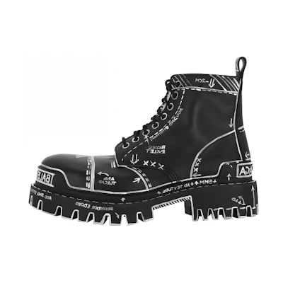 Balenciaga Strike Lace-Up Boot 'Marker Pen Print - Black'