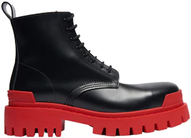 Order 巴黎世家 Balenciaga Strike 小牛皮 系帶馬丁靴 黑紅
