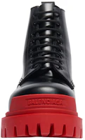 Lookbook 巴黎世家 Balenciaga Strike 小牛皮 系帶馬丁靴 黑紅