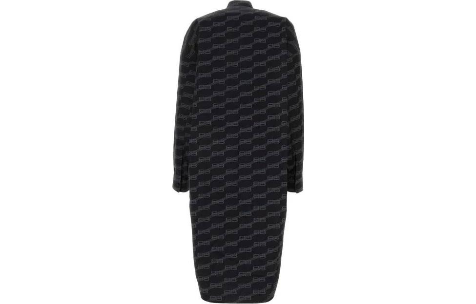 Lookbook 발렌시아가 스트라이프 프린트 버튼업 롱슬리브 맥시 드레스 블랙. 755491TML361269