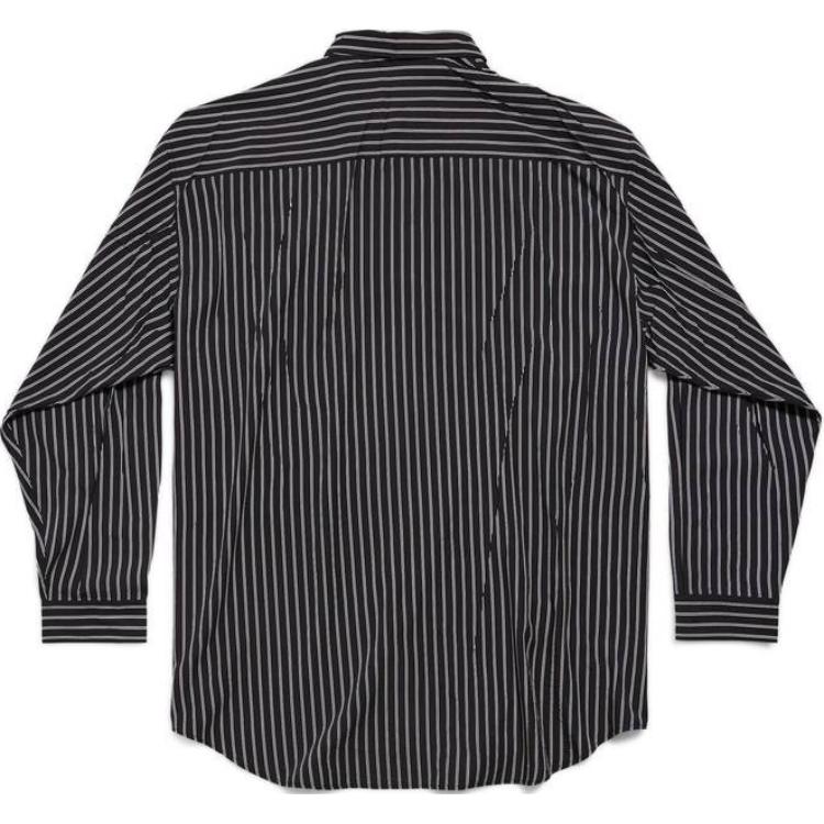 Balenciaga Striped Button-Up Collared Long Sleeve Shirt Unisex Black. 809007TRLF3-1070 圖 3