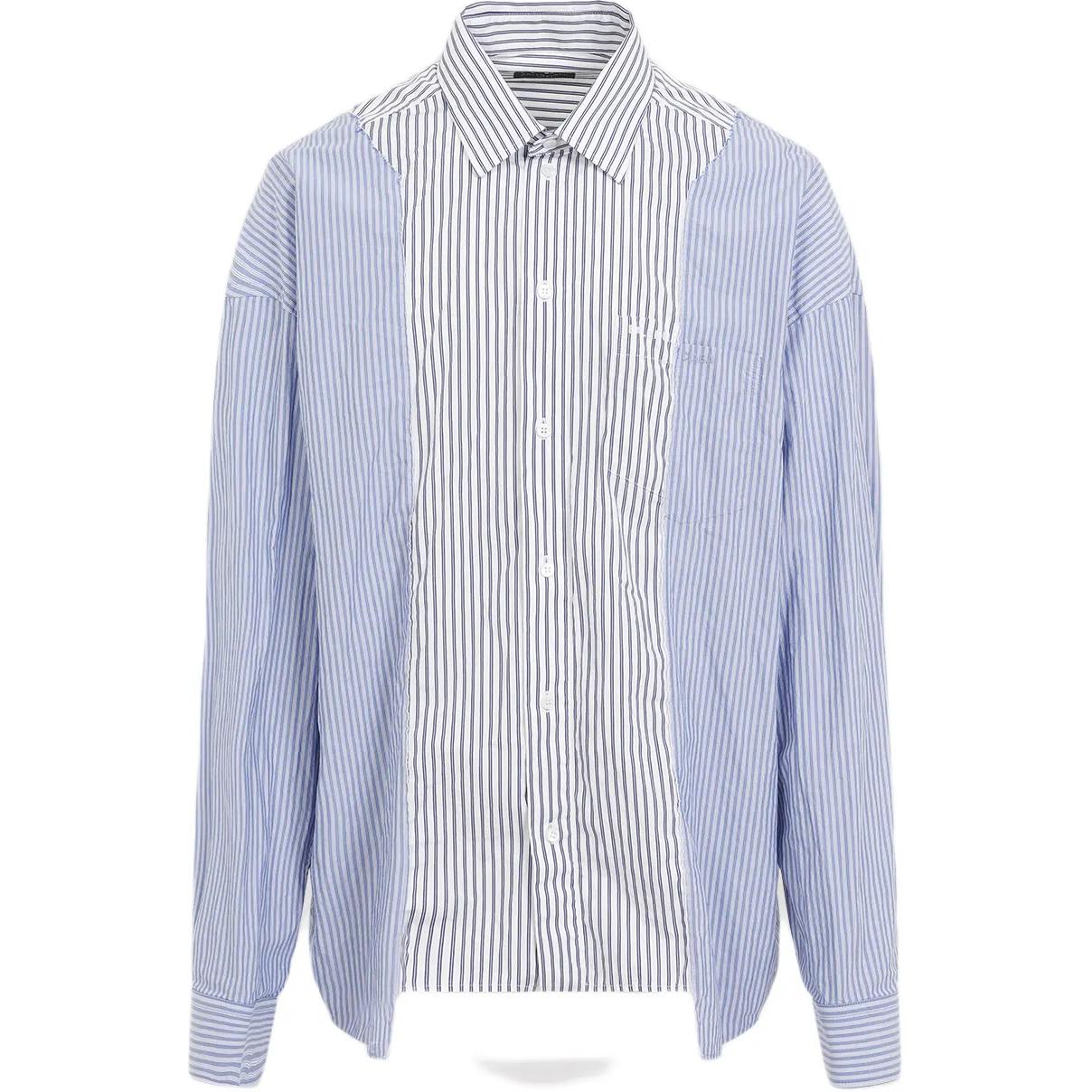 Order Balenciaga Kemeja Oversize Garis-Garis Colorblock Biru. 809012TRM049167