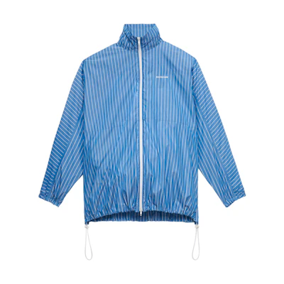 Balenciaga Striped Cotton Logo Zip Jacket Blue 571434TGM074640