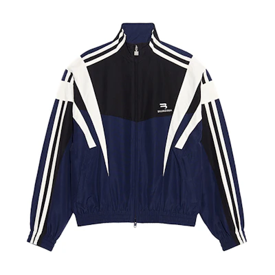 Balenciaga Striped Letter Raglan Track Jacket Unisex - Navy Blue 681438TKO484063