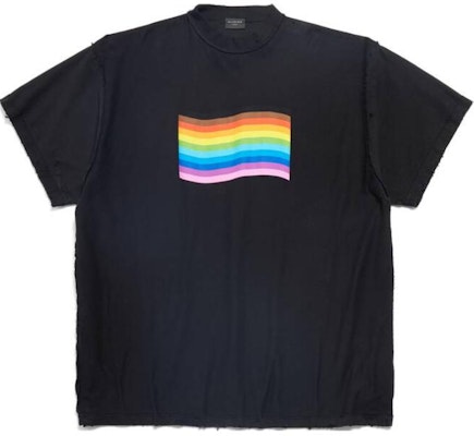 Balenciaga Striped Multicolor Oversized Crewneck T-Shirt Unisex Black 787358TQVP51083 Order Balenciaga Striped Multicolor Oversized Crewneck T-Shirt Unisex Black 787358TQVP51083