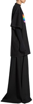 Balenciaga Striped Multicolor Oversized Crewneck T-Shirt Unisex Black 787358TQVP51083 Sizing Balenciaga Striped Multicolor Oversized Crewneck T-Shirt Unisex Black 787358TQVP51083