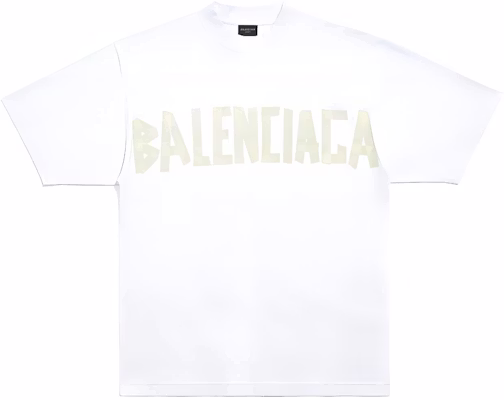Balenciaga Tape Logo Print Oversized Unisex White Crewneck T-Shirt. 739784TOVA99000 Buy Balenciaga Tape Logo Print Oversized Unisex White Crewneck T-Shirt. 739784TOVA99000