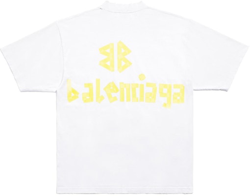 Balenciaga Tape Logo Print Oversized Unisex White Crewneck T-Shirt. 739784TOVA99000 Lookbook Balenciaga Tape Logo Print Oversized Unisex White Crewneck T-Shirt. 739784TOVA99000