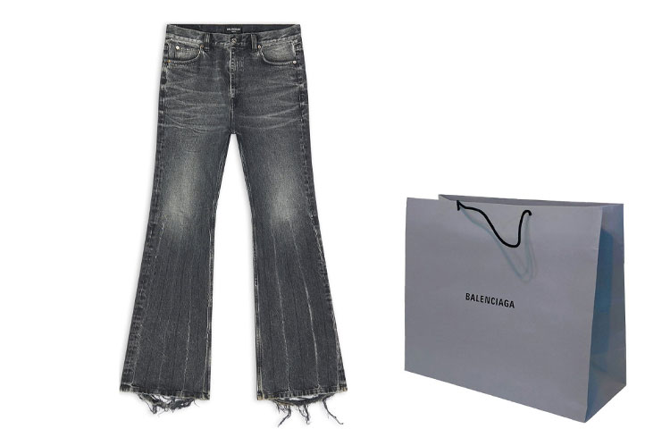 Shop 발렌시아가 더 로스트 테이프 플레어드 진 블랙 697829TBP471090