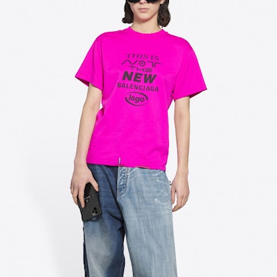 Balenciaga This Is Not Small Fit T-Shirt 'Pink/Black' Lookbook Balenciaga This Is Not Small Fit T-Shirt 'Pink/Black'