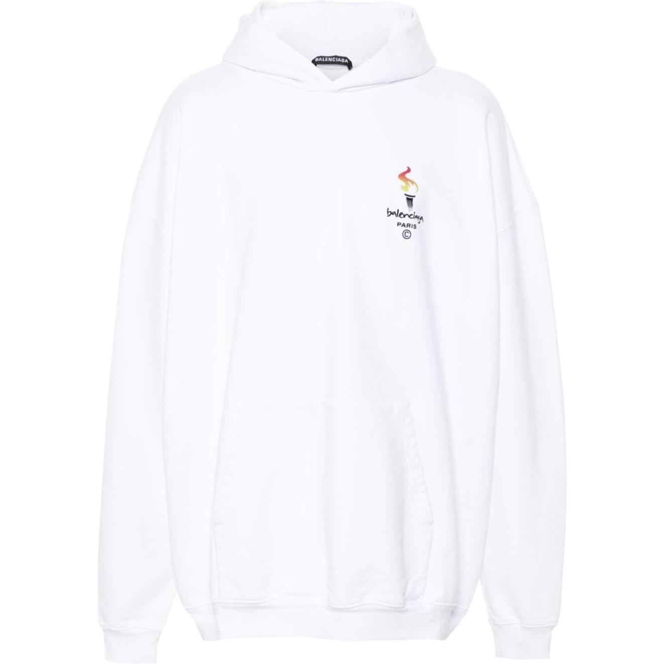 Order 巴黎世家Torch Logo印花男女同款白色长袖卫衣 620973TIV459040