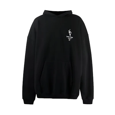 Balenciaga Torch Logo Printed Hoodie Unisex Black. 620973TIV451070