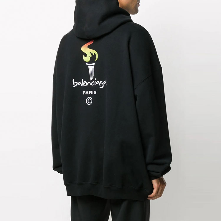 Balenciaga Torch Logo Printed Hoodie Unisex Black. 620973TIV451070 圖 4