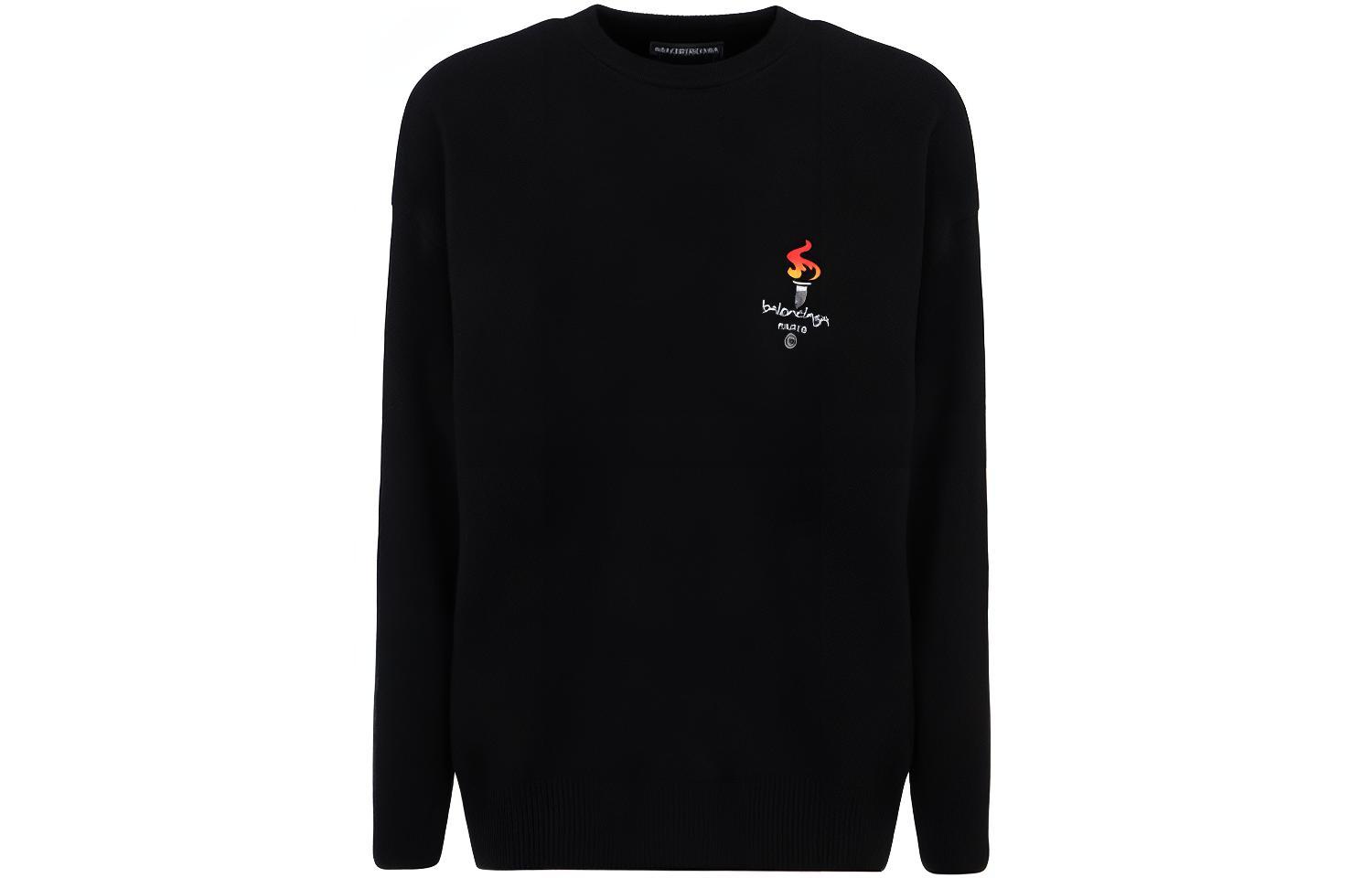 Balenciaga Torch Wool Cashmere Blend Pullover Knit Sweater Black () 621032T41041070