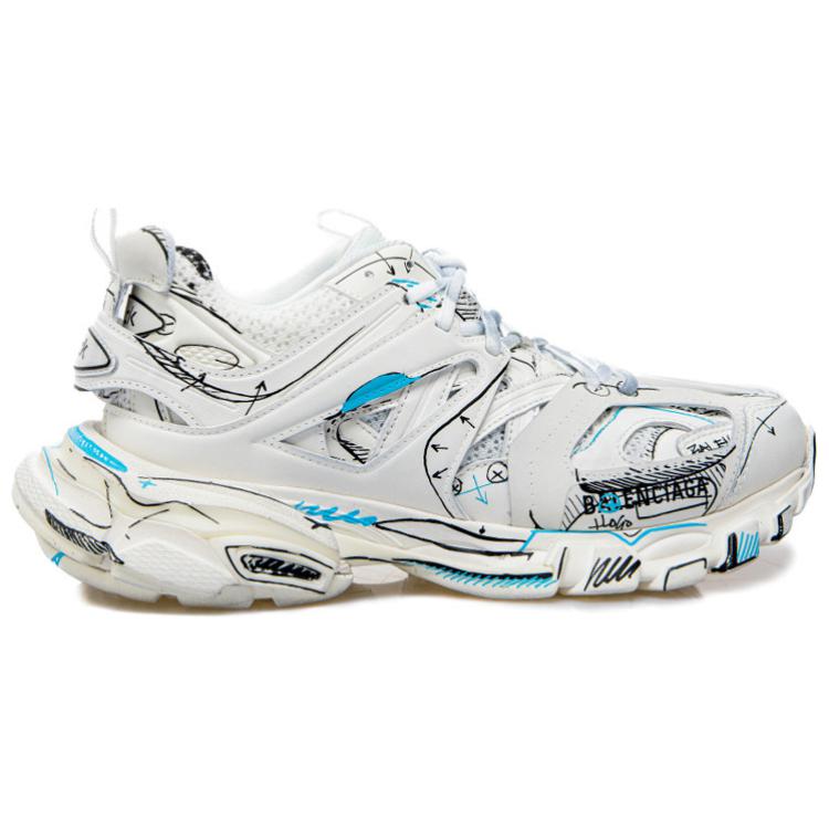 Order 巴黎世家Track 1.0蓝色涂鸦网面尼龙运动鞋 '白色' 542023W3SRA9014