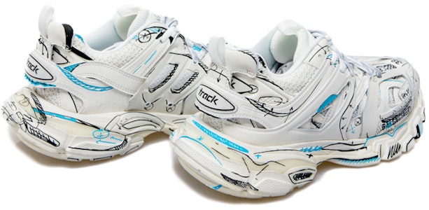 발렌시아가 트랙 1.0 블루 그라피티 메쉬 나일론 스니커즈 (화이트) 542023W3SRA9014 Shop 발렌시아가 트랙 1.0 블루 그라피티 메쉬 나일론 스니커즈 (화이트) 542023W3SRA9014