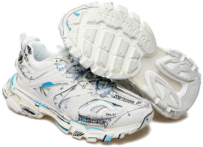 발렌시아가 트랙 1.0 블루 그라피티 메쉬 나일론 스니커즈 (화이트) 542023W3SRA9014 Purchase 발렌시아가 트랙 1.0 블루 그라피티 메쉬 나일론 스니커즈 (화이트) 542023W3SRA9014