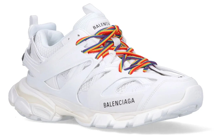 Shop Balenciaga巴黎世家 Track 1.0 徽標印花 低幫 老爹鞋 男款 白色