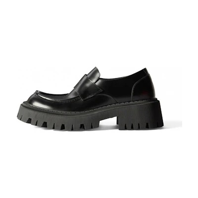 Balenciaga Tractor Loafer Shoes 'Black Smooth Calfskin'