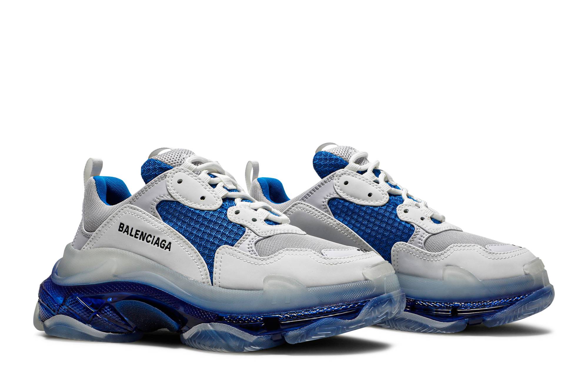 Cheap (Women) Balenciaga Triple S 'Clear Sole - White Blue'  544351-W09ON-9169