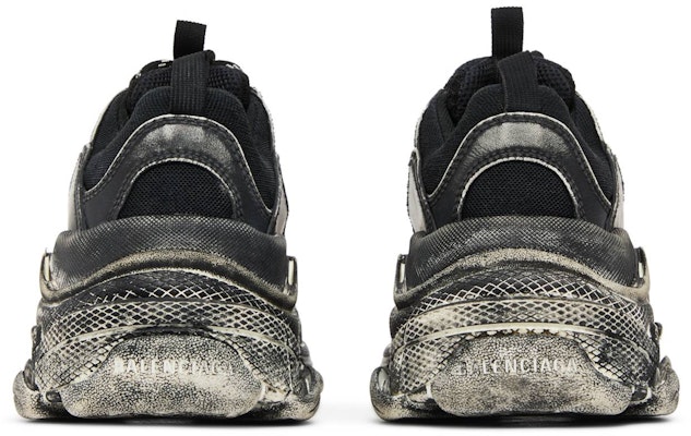 Balenciaga 巴黎世家 Triple S 色澤褪去 刻意皮舊 厚底潮流復古爸鞋 黑灰 Details for Balenciaga 巴黎世家 Triple S 色澤褪去 刻意皮舊 厚底潮流復古爸鞋 黑灰
