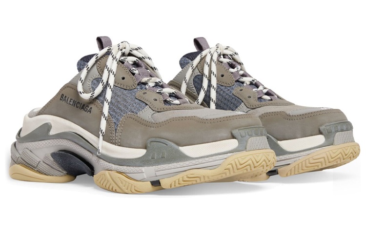 Lookbook 巴黎世家Triple S拖鞋'灰蓝双层泡沫和网布' 755687W3SM11259