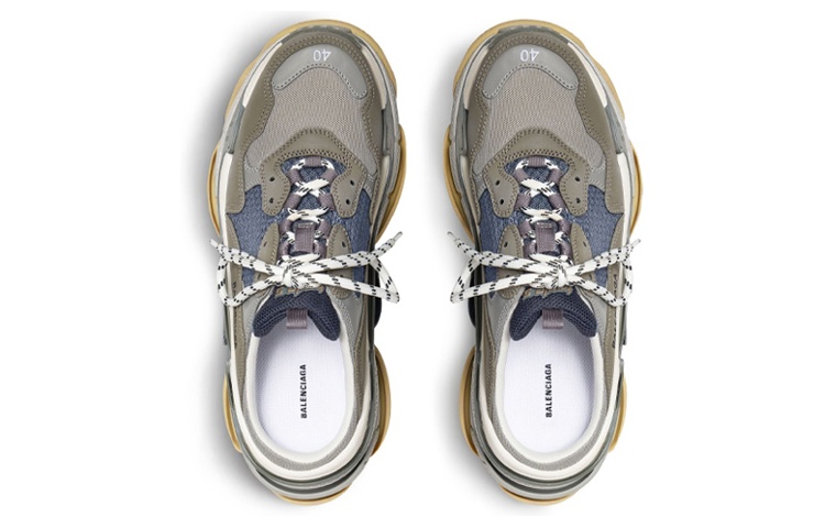 Shop 巴黎世家Triple S拖鞋'灰蓝双层泡沫和网布' 755687W3SM11259