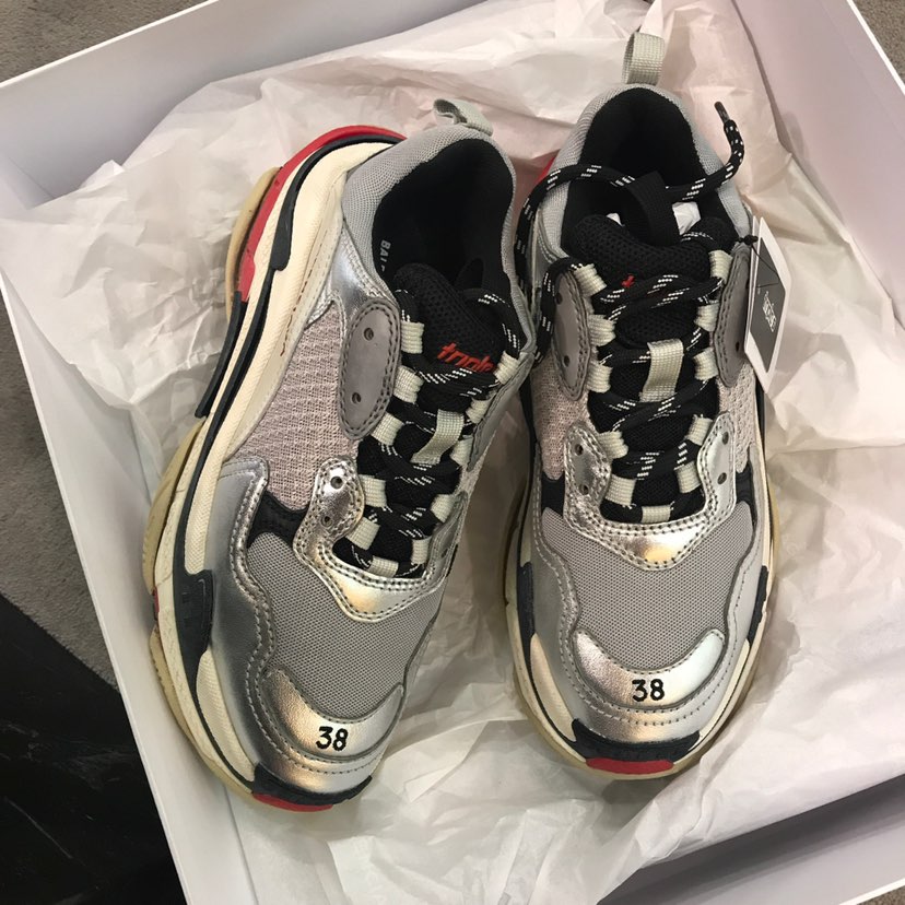 Balenciaga Triple S 'Liquid Silver Black Red'
