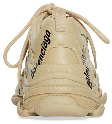 巴倫西亚卡 Triple S 系帶 低幫 老爹鞋 米黑 Shop 巴倫西亚卡 Triple S 系帶 低幫 老爹鞋 米黑