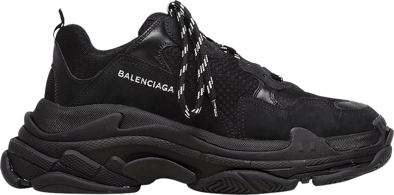 Balenciaga triple s all black distressed hotsell