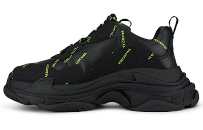 Balenciaga Triple S Sneaker 'Allover Logo - Black Fluo Yellow' 536737 W2FA1 1070