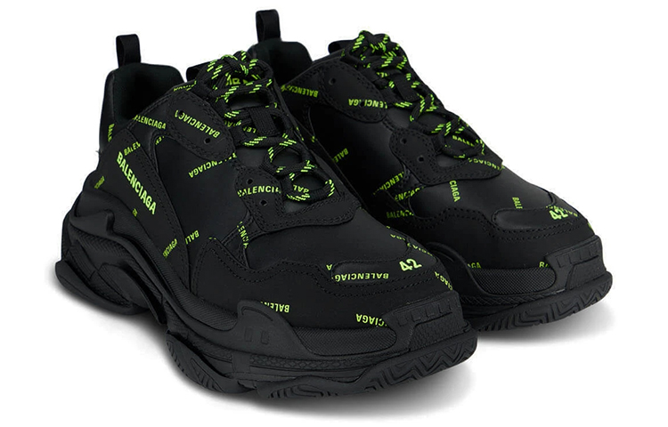 Lookbook Balenciaga Triple S Sneaker 'Logo Hitam Kuning Fluo' 536737 W2FA1 1070