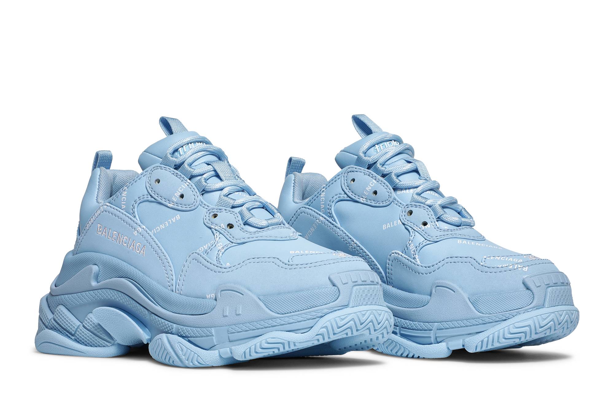 Cheap （女性）巴黎世家 Triple S 球鞋 '全標誌 - 淺藍色' 524039-W2FA1-4090